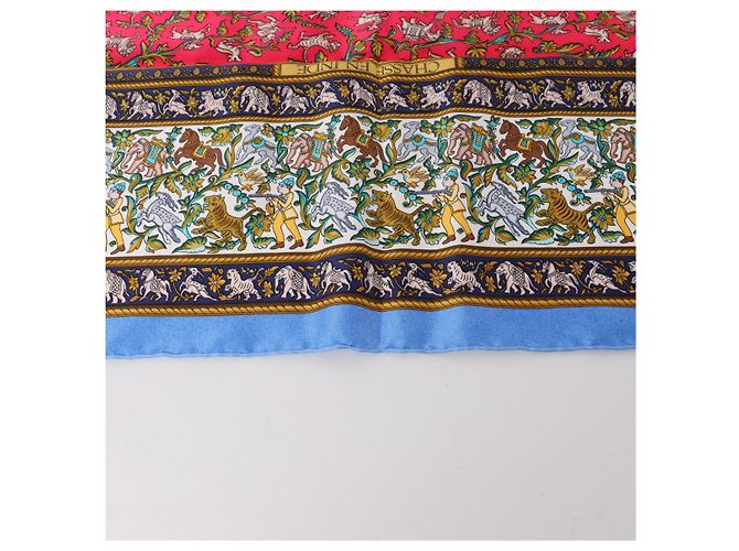 Hermès Carré 90 "CHASSE en INDE" Pañuelo de seda Azul - vista 4
