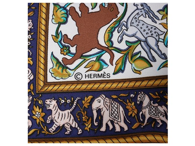Hermès Carré 90 "CHASSE en INDE" Pañuelo de seda Azul - vista 6