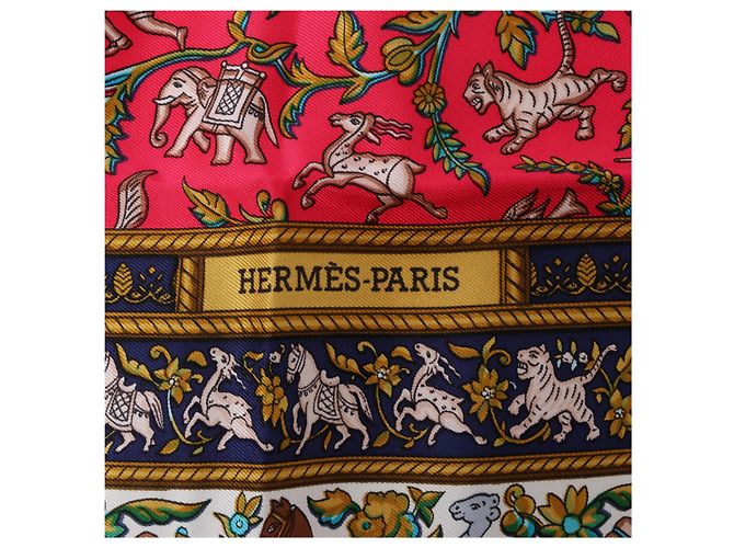 Hermès Carré 90 "CHASSE en INDE" Pañuelo de seda Azul - vista 7