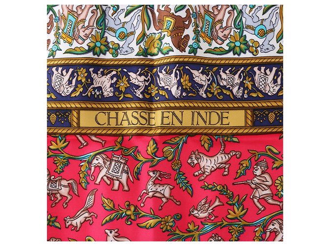 Hermès Carré 90 "CHASSE en INDE" Pañuelo de seda Azul - vista 8