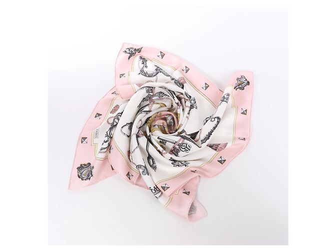 Hermès Carré 90 "LES CLES" Pañuelo de seda en Rosa - vista 11