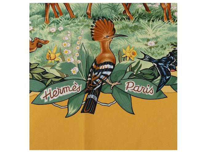 Hermès Carré 90 "Les Quatre Saisons" Pañuelo de seda Amarillo - vista 8