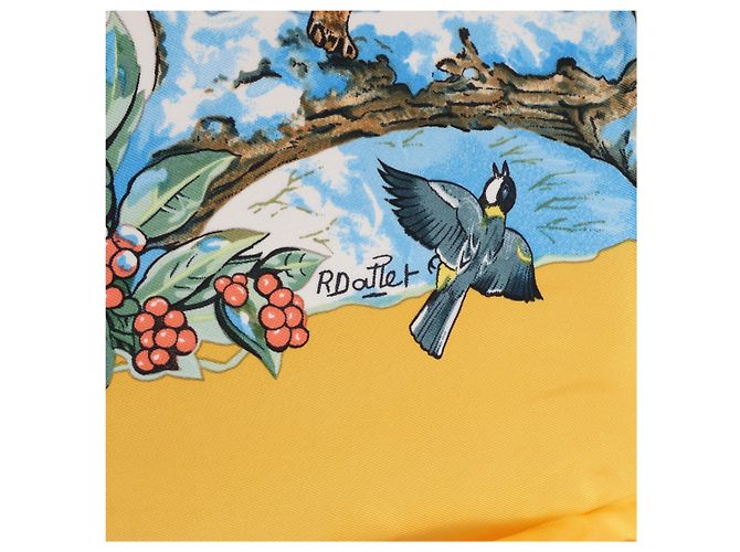 Hermès Carré 90 "Les Quatre Saisons" Pañuelo de seda Amarillo - vista 9
