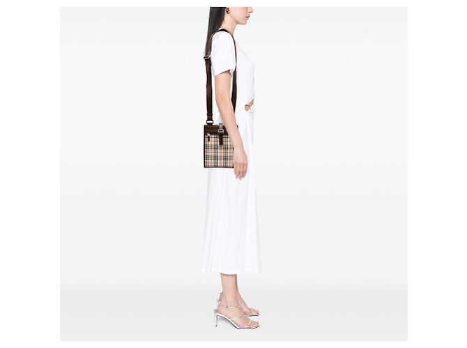 Borsa Crossbody Burberry House Check Canvas Beige - vista 6