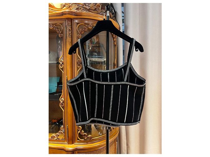 Camisola Chanel de cashmere negro con rayas verticales Multicolor - vista 2