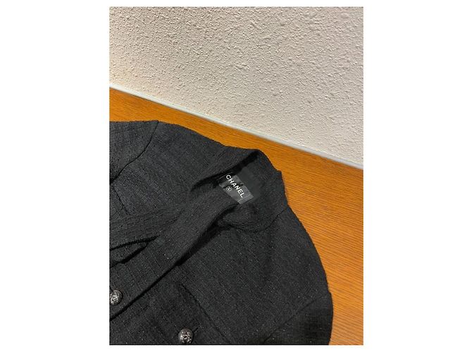Chanel Jacke aus schwarzem Tweed mit Schleifendetail Mehrfarben - Ansicht 4