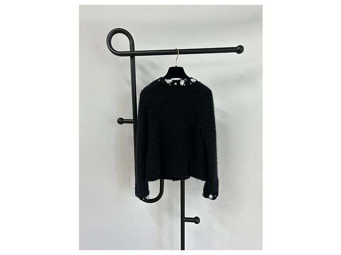 Giacca Chanel in cashmere nero con ricamo camelia Multicolore - vista 4