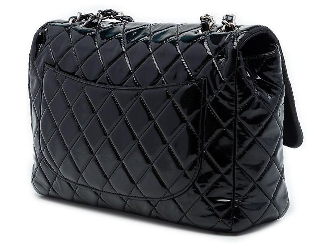 Borsa a tracolla Chanel Jumbo Classic Single Flap in vernice nera Nero - vista 2