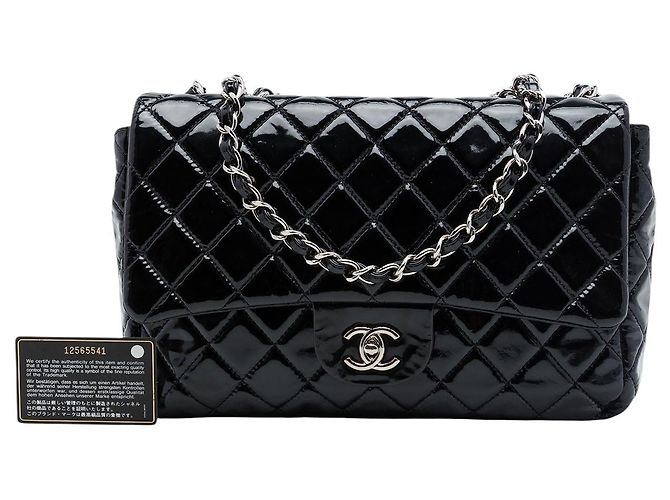 Borsa a tracolla Chanel Jumbo Classic Single Flap in vernice nera Nero - vista 7