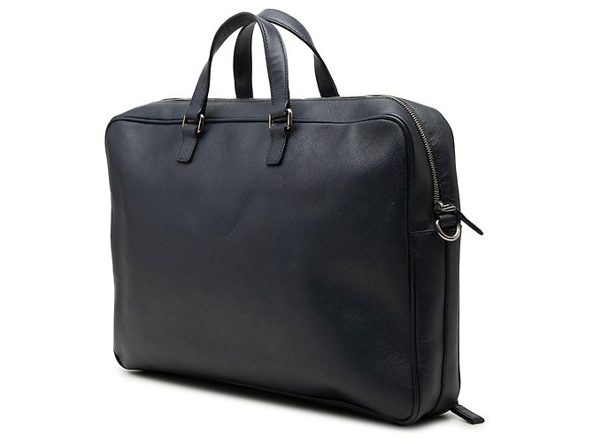 Borsa business Prada Saffiano Cuir nera con tasca frontale con zip da viaggio Nero - vista 2