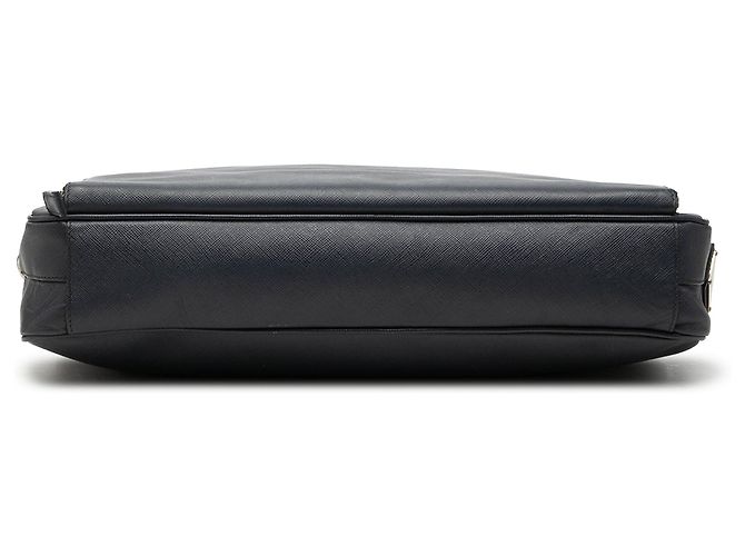Borsa business Prada Saffiano Cuir nera con tasca frontale con zip da viaggio Nero - vista 3