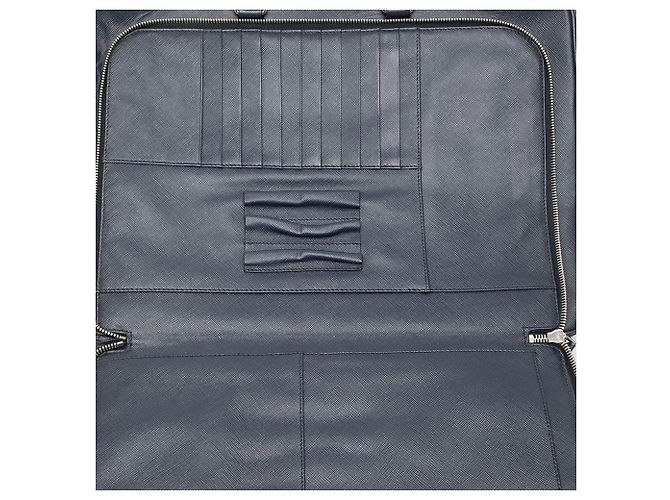 Borsa business Prada Saffiano Cuir nera con tasca frontale con zip da viaggio Nero - vista 4