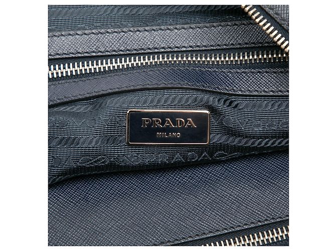 Borsa business Prada Saffiano Cuir nera con tasca frontale con zip da viaggio Nero - vista 6