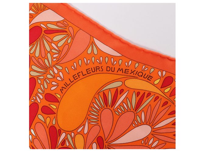 Hermès Carré 70 "MILLEFLEURS DU MEXIQUE" Pañuelo de seda en Orange Naranja - vista 10