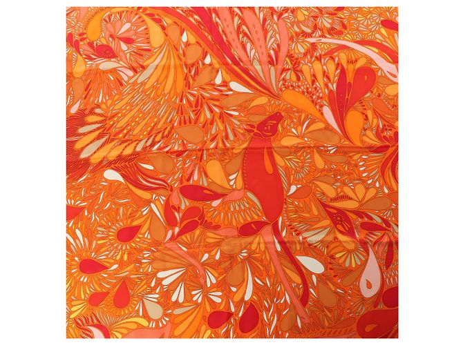 Hermès Carré 70 "MILLEFLEURS DU MEXIQUE" Pañuelo de seda en Orange Naranja - vista 12