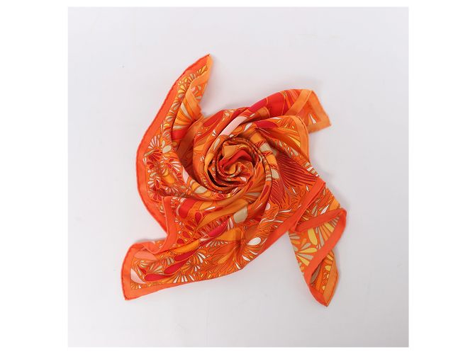 Hermès Carré 70 "MILLEFLEURS DU MEXIQUE" Pañuelo de seda en Orange Naranja - vista 13