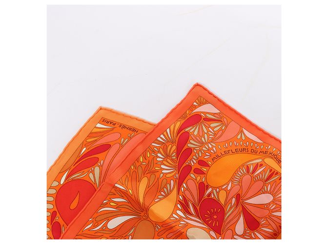 Hermès Carré 70 "MILLEFLEURS DU MEXIQUE" Pañuelo de seda en Orange Naranja - vista 3