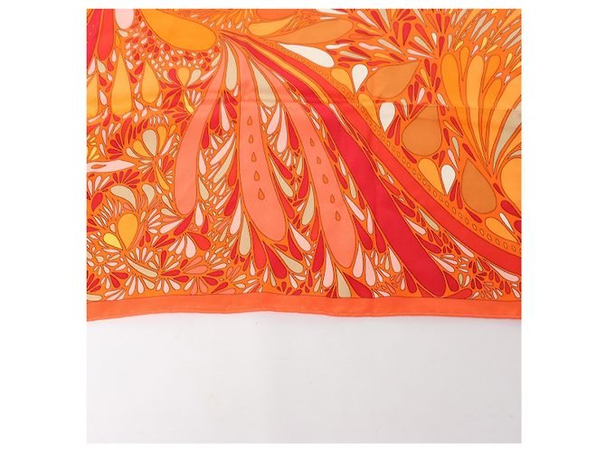 Hermès Carré 70 "MILLEFLEURS DU MEXIQUE" Pañuelo de seda en Orange Naranja - vista 4