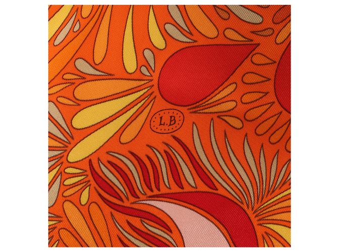 Hermès Carré 70 "MILLEFLEURS DU MEXIQUE" Pañuelo de seda en Orange Naranja - vista 9