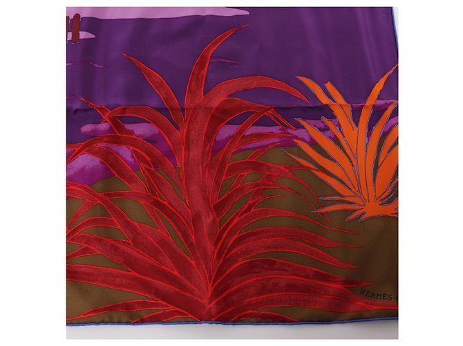 Hermès Carré 90 "AU BOUT DU MONDE" Seidentuch in Purple x Red Lila - Ansicht 12