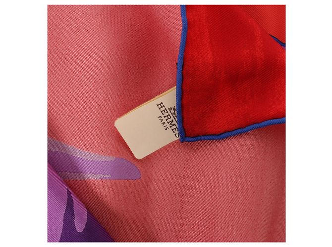 Hermès Carré 90 "AU BOUT DU MONDE" Seidentuch in Purple x Red Lila - Ansicht 14