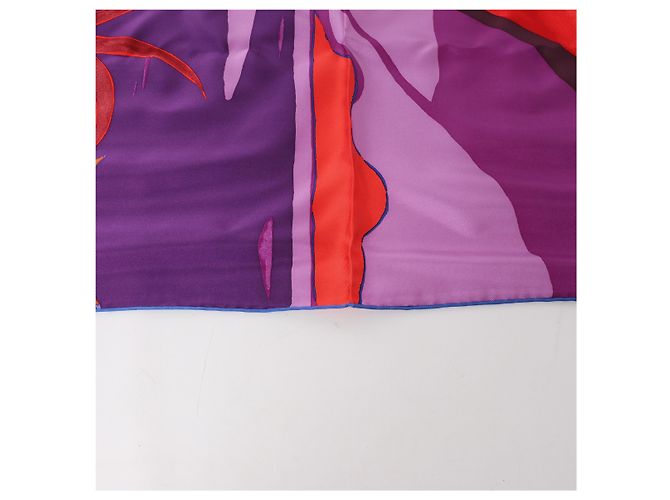 Hermès Carré 90 "AU BOUT DU MONDE" Seidentuch in Purple x Red Lila - Ansicht 4