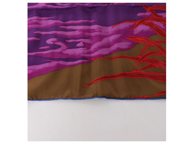Hermès Carré 90 "AU BOUT DU MONDE" Seidentuch in Purple x Red Lila - Ansicht 7