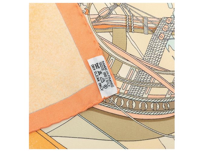 Foulard di seta Hermès Face Au Large Arancione 90 - vista 4
