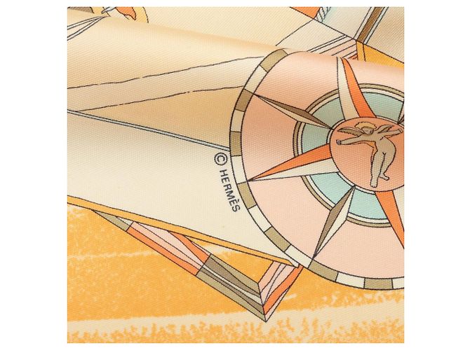Foulard di seta Hermès Face Au Large Arancione 90 - vista 5