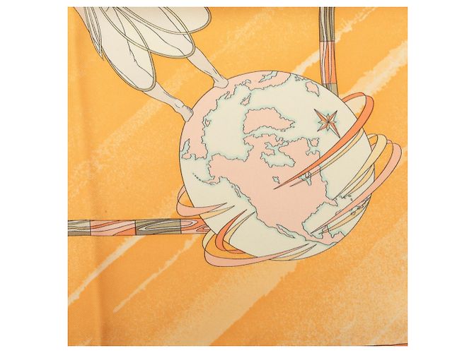 Foulard di seta Hermès Face Au Large Arancione 90 - vista 6