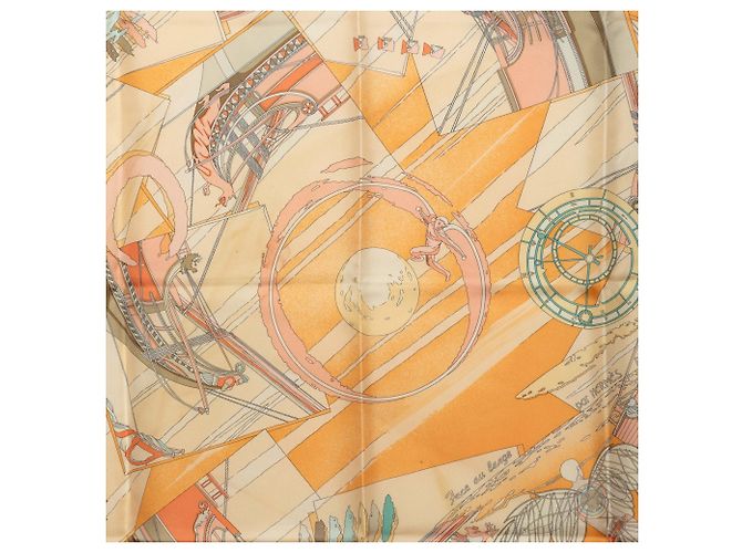 Foulard di seta Hermès Face Au Large Arancione 90 - vista 8