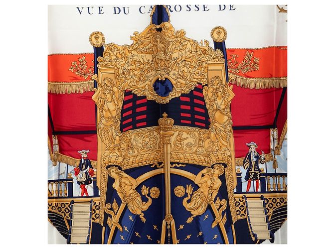 Foulard di seta rosso Hermès Vue Du Carrosse De La Galere La Reale 90 Scarves - vista 6