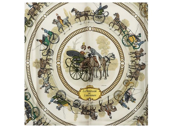 Hermès La Promenade De Longchamps Seidentuch Blau 90 - Ansicht 2