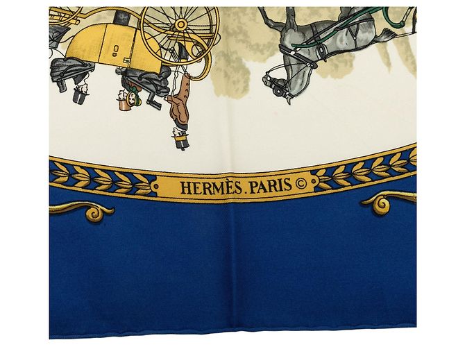 Hermès La Promenade De Longchamps Seidentuch Blau 90 - Ansicht 3