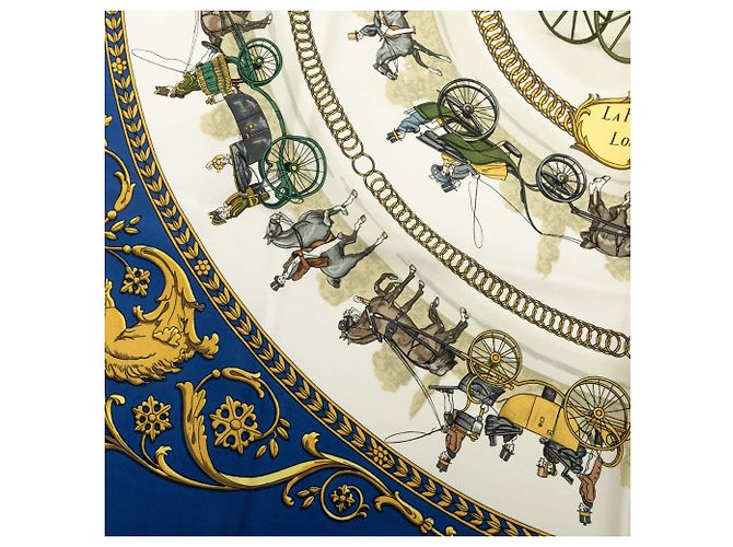 Hermès La Promenade De Longchamps Seidentuch Blau 90 - Ansicht 7