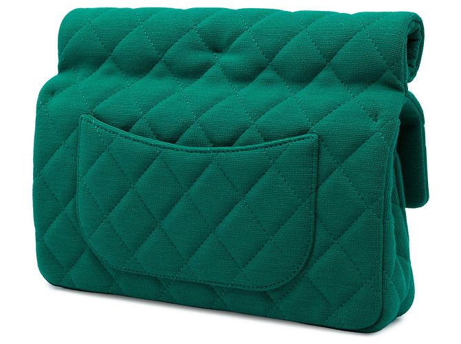 Clutch Roll Chanel CC em jersey acolchoado verde - vista 2