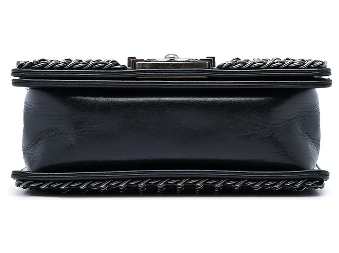Borsa a tracolla Chanel Boy Flap Small in vitello lucido matelassé nera con catena Nero - vista 3