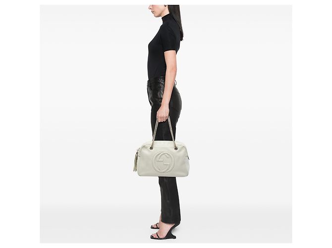 Borsa a tracolla Soho in pelle di vitello bianca Gucci con catena Bianco - vista 5
