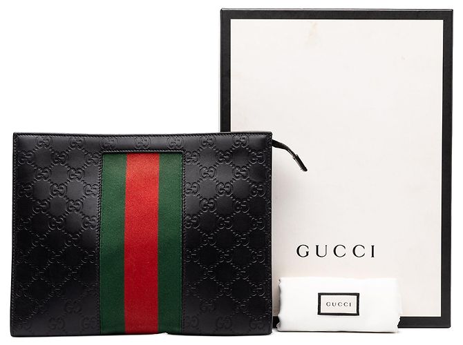 Clutch Gucci Guccissima Web nera Nero - vista 7