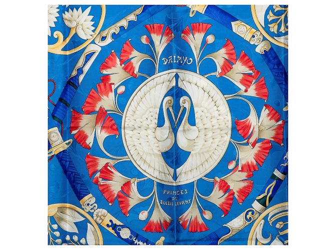 Foulard di seta Hermès Daimyo Blu 90 Scarves - vista 7