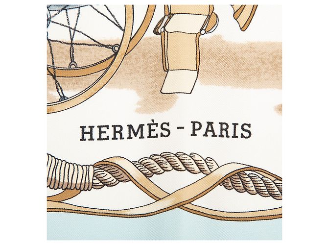 Lenço de seda Hermès Musee Branco 90 - vista 3