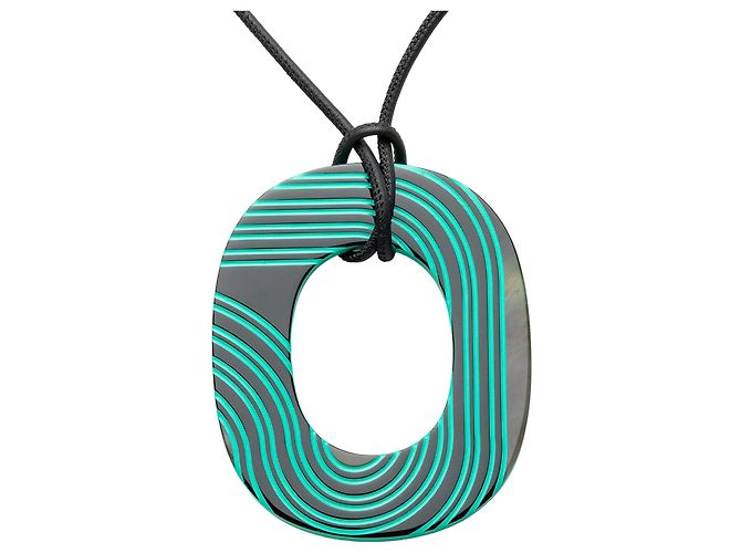 Collana con pendente Hermès Isthme Pop laccato verde PM - vista 2