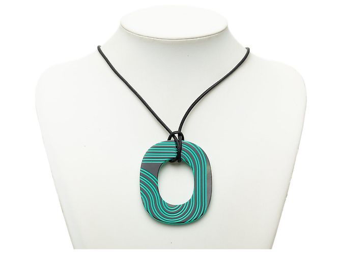 Collana con pendente Hermès Isthme Pop laccato verde PM - vista 7