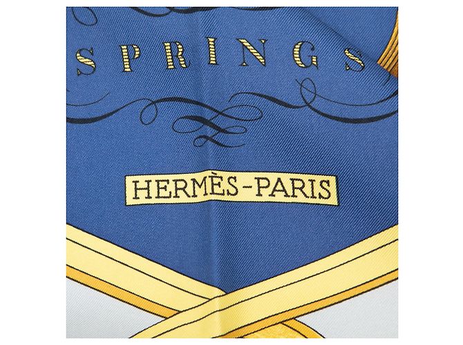 Pañuelo de seda Hermès Springs Azul 90 - vista 3