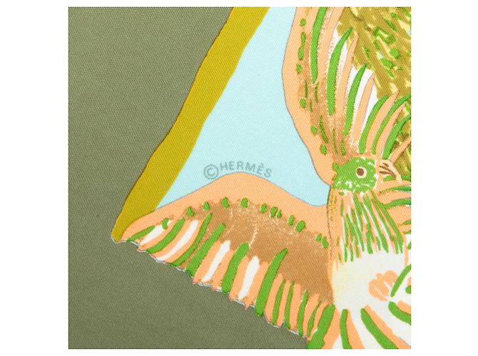 Foulard di seta Hermès Nuba Mountain Verde 90 - vista 5