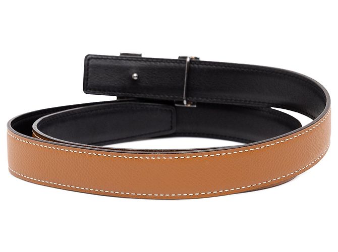 Cintura reversibile Hermès Epsom H Touareg Marrone - vista 3