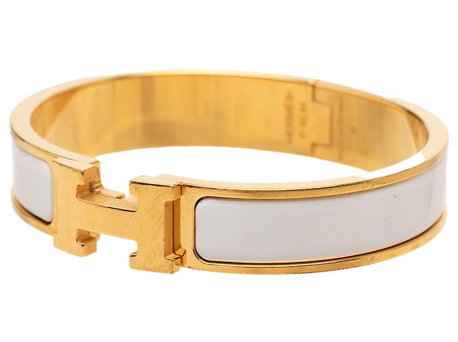 Pulsera Clic H PM estrecha de esmalte blanco Hermès - vista 2