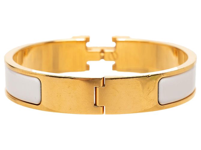 Pulsera Clic H PM estrecha de esmalte blanco Hermès - vista 3