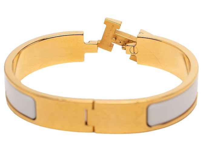 Pulsera Clic H PM estrecha de esmalte blanco Hermès - vista 4