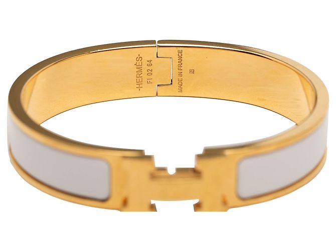 Pulsera Clic H PM estrecha de esmalte blanco Hermès - vista 5